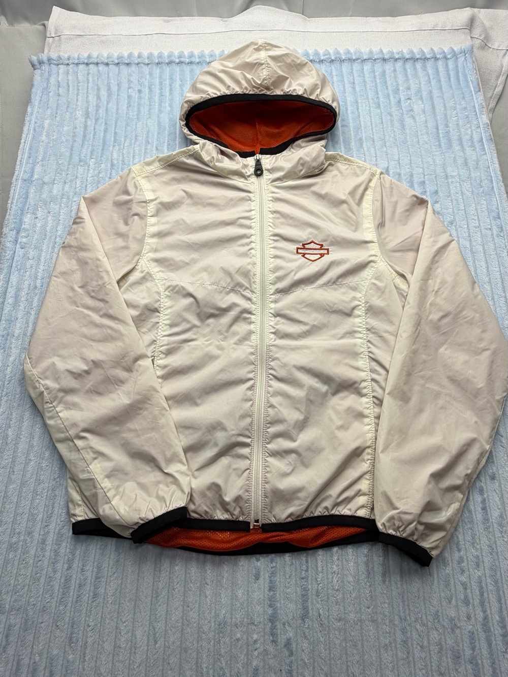 Harley-Davidson Cream and Orange Hooded Windbreaker